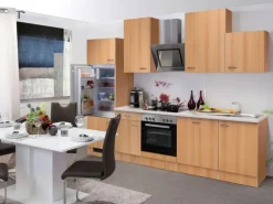 Best Küchenzeile Nano 280 cm Buche Nachbildung Kühlschränke|Einbauküchen