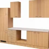 Outlet Küchenzeile Nano 270 cm ohne E-Geräte Buche Nachbildung Kühlschränke|Einbauküchen