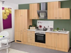 Discount Flex-Well Classic Küchenzeile Nano 310 cm Buche Nachbildung