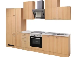 Discount Flex-Well Classic Küchenzeile Nano 310 cm Buche Nachbildung