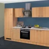 Clearance Küchenzeile Nano 270 cm Buche Nachbildung Kühlschränke