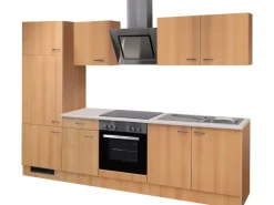 Clearance Küchenzeile Nano 270 cm Buche Nachbildung Kühlschränke