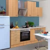 Best Küchenzeile Nano 220 cm Buche Kühlschränke