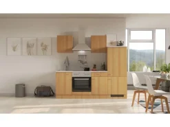 Best Küchenzeile Nano 220 cm Buche Kühlschränke