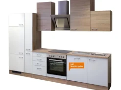 Clearance Küchenzeile Florida 310 cm Sonoma Eiche-Weiß Gefrierschränke|Kühlschränke