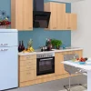 Online Küchenzeile Nano 220 cm Buche Nachbildung Herde|Kochfelder
