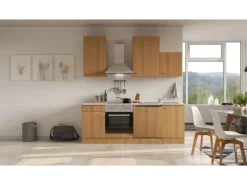 Clearance Flex-Well Classic Küchenzeile Nano 220 cm Buche