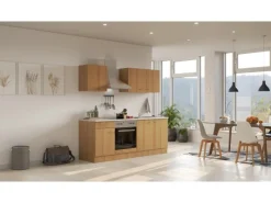 Best Küchenzeile Nano 210 cm Buche Herde|Küchenschränke