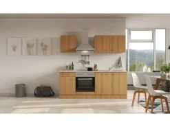 Best Küchenzeile Nano 210 cm Buche Herde|Küchenschränke