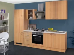 Flex-Well Classic Herde|Kochfelder<Küchenzeile Nano 270 cm Buche Nachbildung