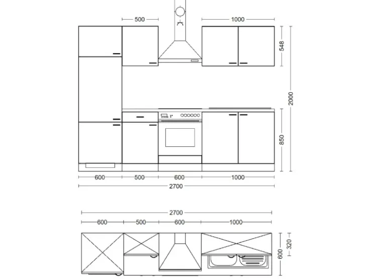Flex-Well Classic Herde|Kochfelder<Küchenzeile Florida 270 cm Weiß - Sonoma Eiche