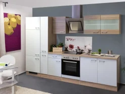 Clearance Flex-Well Classic Küchenzeile Florida 300 cm Sonoma Eiche-Weiß-Sonoma Eiche