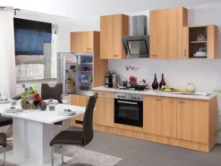 New Küchenzeile Nano 280 cm Buche Nachbildung Gefrierschränke|Kühlschränke