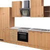 Sale Küchenzeile Nano 310 cm mit Apothekerschrank Buche Kühlschränke