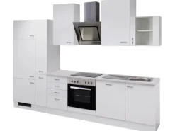 Best Küchenzeile Wito 310 cm mit Apothekerschrank Weiß Einbauküchen|Kühlschränke