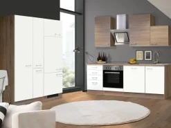Sale Flex-Well Classic Küchenzeile Florida 360 cm Weiß Matt - Sonoma Eiche