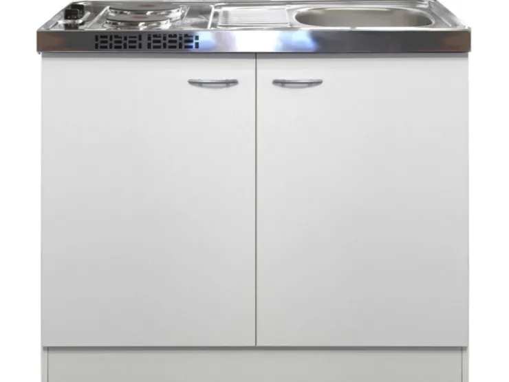 New Flex-Well Classic Miniküche Wito 100 cm mit Pantryauflage Weiß