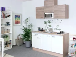 Singleküche Florida 150 cm Sonoma Eiche-Weiß-Sonoma Eiche Single-Küchen|Pantryküchen