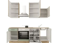 Best Flex-Well Exclusiv Küche 1701-016 Cara 220 cm Schilfgrün matt - Artisan Eiche
