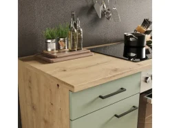 Outlet Flex-Well Exclusiv Küche 1601-036 Cara 210 cm Schilfgrün matt - Artisan Eiche