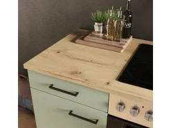 Outlet Flex-Well Exclusiv Küche 1601-036 Cara 210 cm Schilfgrün matt - Artisan Eiche