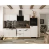 Discount Küche Julia 280 cm ohne E-Geräte Weiß matt-Cosmopolitan Eiche Landhausküchen