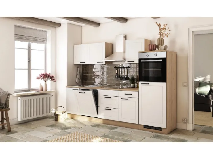 Hot Flex-Well Exclusiv Küche 2320-016 Julia 280 cm Weiß matt-Cosmopolitan Eiche