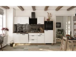 Flex-Well Exclusiv Landhausküchen|Kühlschränke<Küche 2327-000 Julia 280 cm Weiß matt-Cosmopolitan Eiche
