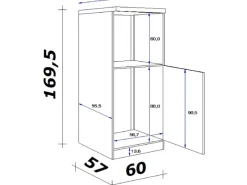 Outlet Küchen-Geräteumbauschr. Lara 60cm Anthra.-San Remo Eiche Kühlschränke|Küchenschränke