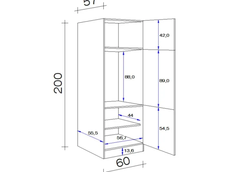 Outlet Küchen-Geräteschrank Cara 60x200cm Schilfgrün matt-Artisan E. Küchenschränke