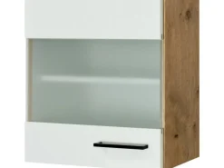 Online Flex-Well Exclusiv Küchen-Glas-Oberschrank Vintea 50cm Magnolie-Lancelot Oak