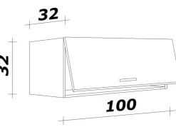 Best Flex-Well Exclusiv Küchen-Kurz-Oberschrank Capri 100x32cm Schwarz-Endgrain Oak