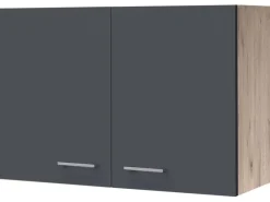 Online Küchen-Oberschrank Morena 80cm Basaltgrau matt-San Remo Eiche Küchenschränke
