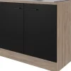 Sale Küchen-Spülenunterschrank Capri 100cm Schwarz Matt-Endgrain Küchenschränke