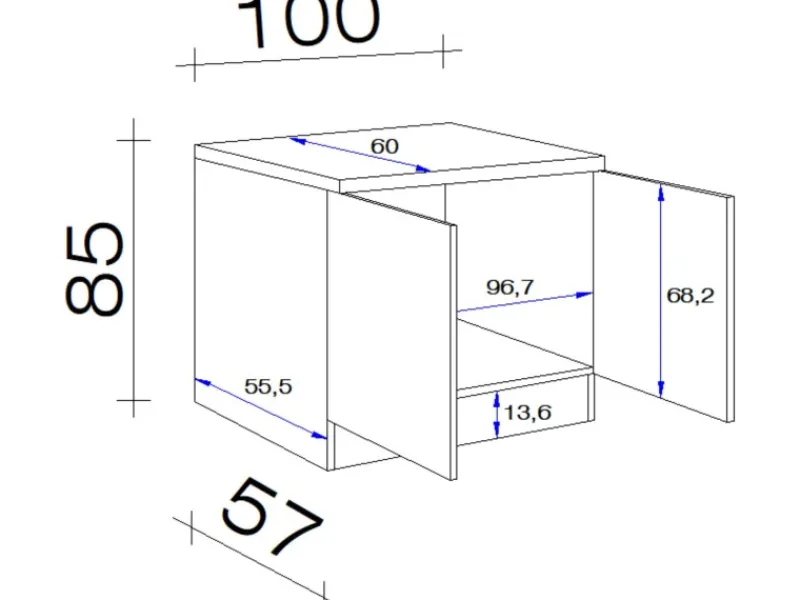 Sale Küchen-Spülenunterschrank Capri 100cm Schwarz Matt-Endgrain Küchenschränke