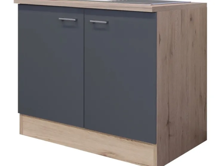 Flex-Well Exclusiv Pantryküchen|Einbauküchen<Küchen-Spülenunterschr. Morena 100cm Basaltg. matt - San Remo