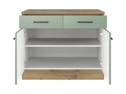Online Küchen-Unterschrank Cara 100 cm Schilfgrün matt Artisan Eiche Küchenschränke