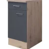 Sale Küchen-Unterschrank Morena 40cm Basaltgrau-San Remo Eiche Küchenschränke