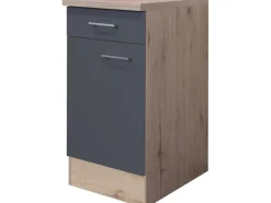 Sale Küchen-Unterschrank Morena 40cm Basaltgrau-San Remo Eiche Küchenschränke