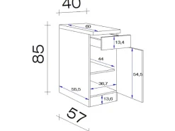 Sale Küchen-Unterschrank Morena 40cm Basaltgrau-San Remo Eiche Küchenschränke