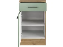 Online Flex-Well Exclusiv Küchen-Unterschrank Cara 50cm Schilfgrün matt - Artisan Eiche
