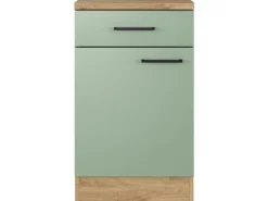 Online Flex-Well Exclusiv Küchen-Unterschrank Cara 50cm Schilfgrün matt - Artisan Eiche