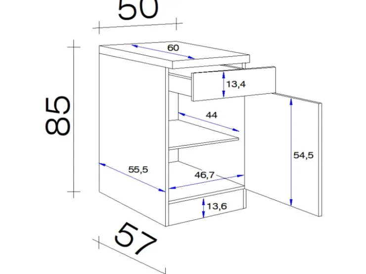 Online Flex-Well Exclusiv Küchen-Unterschrank Cara 50cm Schilfgrün matt - Artisan Eiche