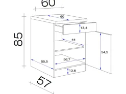 Flex-Well Exclusiv Pantryküchen|Einbauküchen<Küchen-Unterschrank Cara 60cm Schilfgrün matt - Artisan Eiche