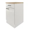 Flex-Well Exclusiv Pantryküchen|Kücheninseln<Küchen-Unterschrank Lund 50 cm Lichtgrau glänzend-Rauchgrau