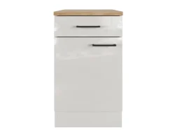 Flex-Well Exclusiv Pantryküchen|Kücheninseln<Küchen-Unterschrank Lund 50 cm Lichtgrau glänzend-Rauchgrau