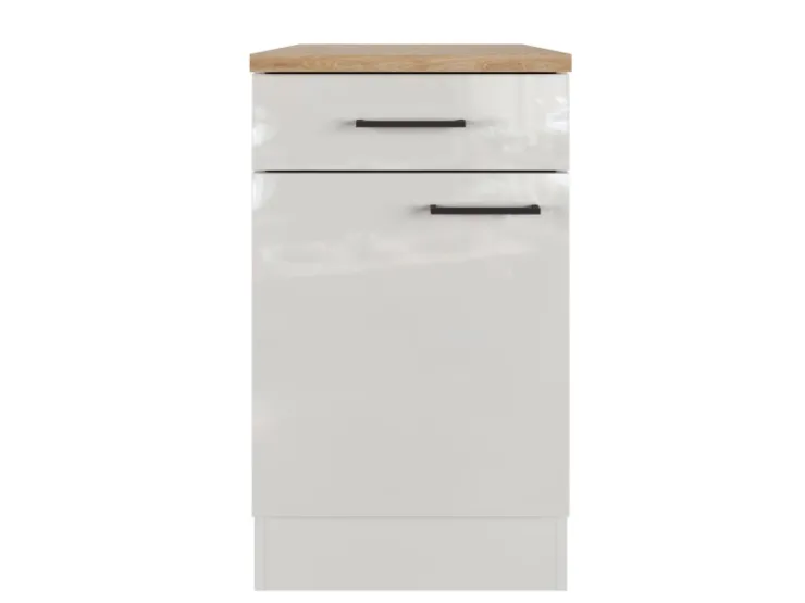 Flex-Well Exclusiv Pantryküchen|Kücheninseln<Küchen-Unterschrank Lund 50 cm Lichtgrau glänzend-Rauchgrau