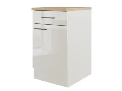 Flex-Well Exclusiv Pantryküchen|Kücheninseln<Küchen-Unterschrank Lund 50 cm Lichtgrau glänzend-Rauchgrau