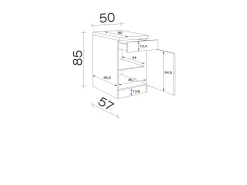 Flex-Well Exclusiv Pantryküchen|Kücheninseln<Küchen-Unterschrank Lund 50 cm Lichtgrau glänzend-Rauchgrau
