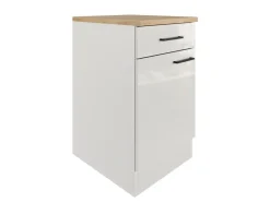 Flex-Well Exclusiv Pantryküchen|Kücheninseln<Küchen-Unterschrank Lund 50 cm Lichtgrau glänzend-Rauchgrau